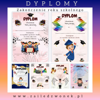 Zakończenie roku szkolnego - DYPLOMY, podziękowania, wklejki do książek. Klasy 1-3 SP