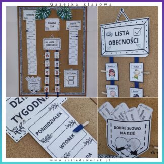 Gazetka - lista obecności, dyżurni, dni i miesiące.